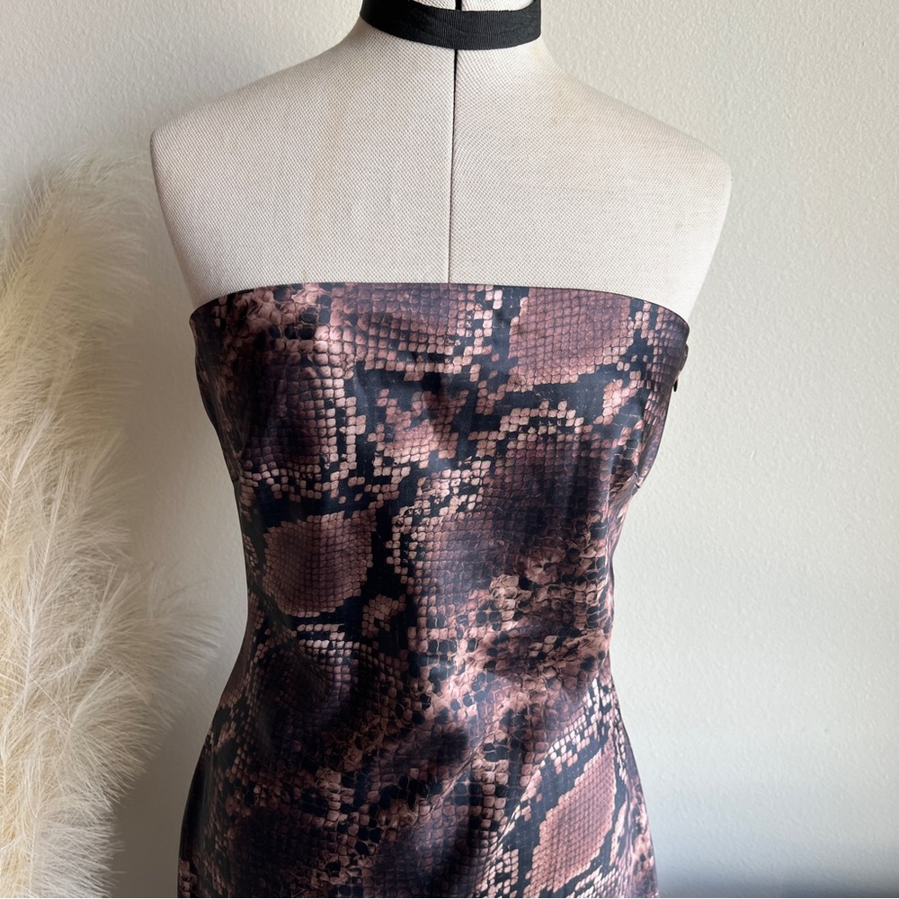 Strapless Neutral Python Maxi Slip Dress NWT - image 5